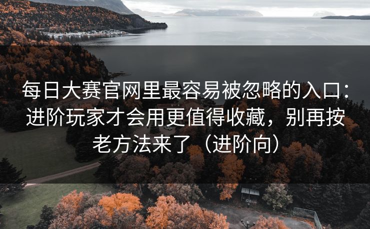 每日大赛官网里最容易被忽略的入口：进阶玩家才会用更值得收藏，别再按老方法来了（进阶向）